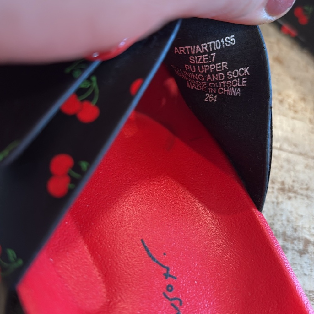 Betsey Johnson Black and Red Cherry Sandals - Picture 5 of 8